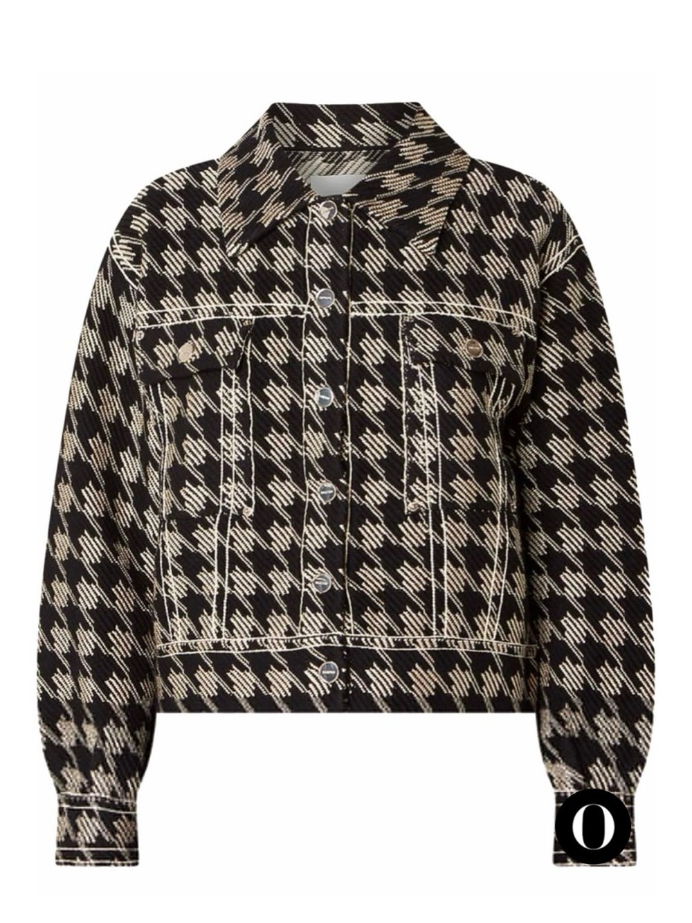 Sandro Black & Cream Houndstooth Jacket - Women’s Button-Up Coat